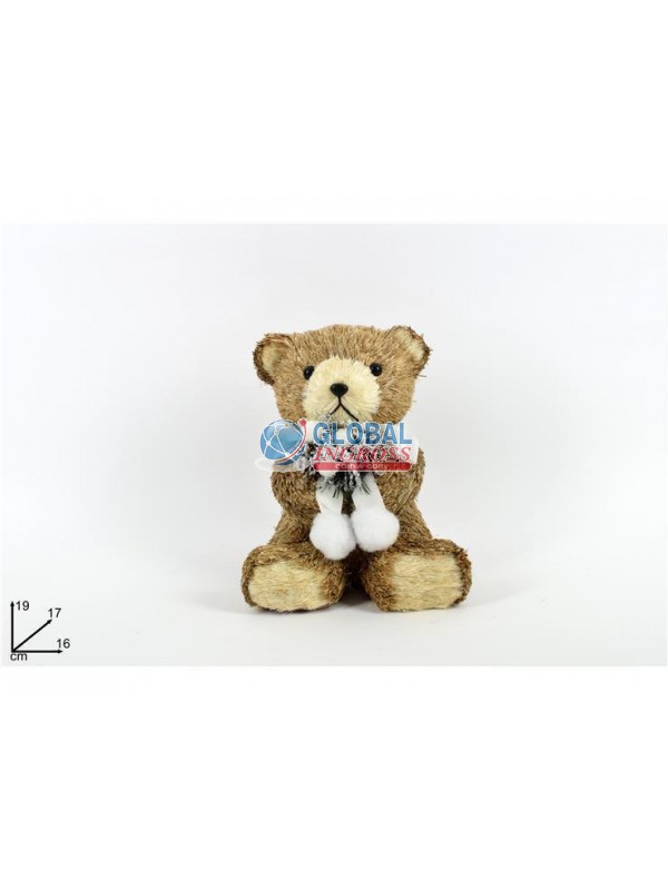 ORSETTO SEDUTO 19cm C/PON PON E PIGNE