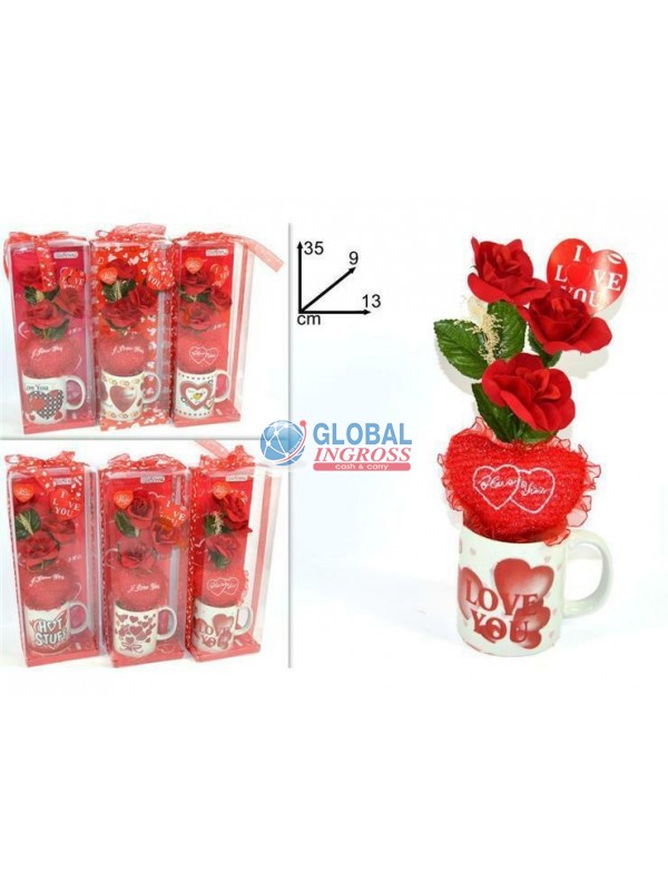 TAZZA C/CUORE E FIORE