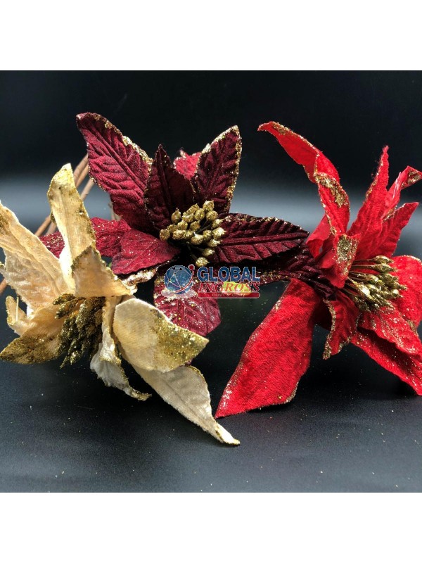 STELLA DI NATALE STELO LUNGO COLORI ASS.