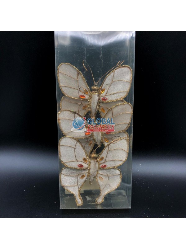 TRIS FARFALLE AVORIO/ORO