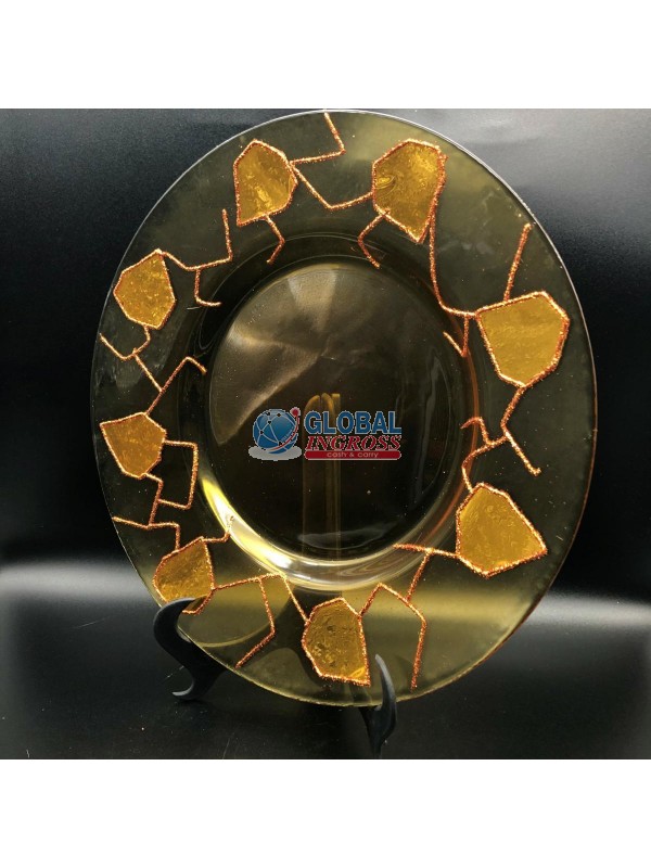 PIATTO VETRO MOSAICO ORO