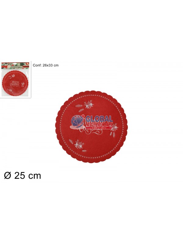 SOTTOPIATTO FELTRO TONDO 25cm MERRY CHRISTMAS