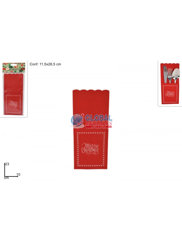 P/POSATE FELTRO MERRY CHRISTMAS