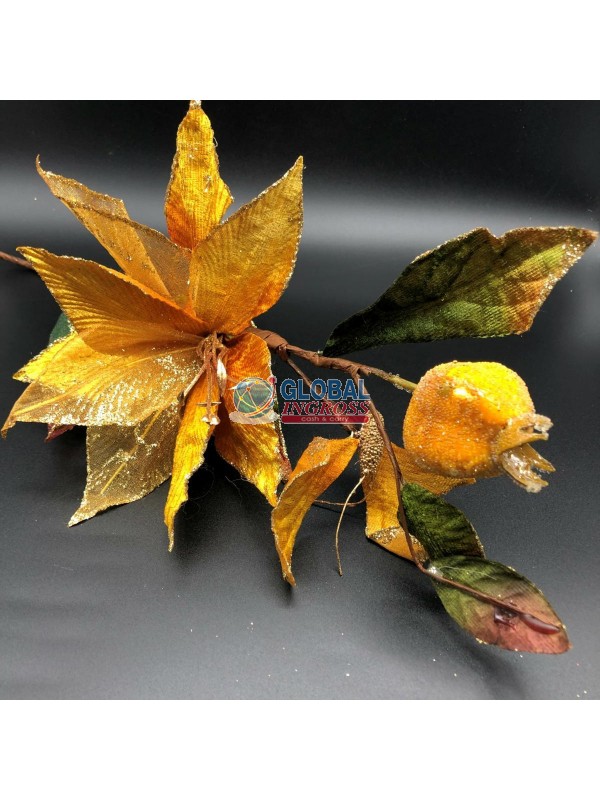 RAMO C/FARFALLA E MELOGRANO ORO STELO LUNGO