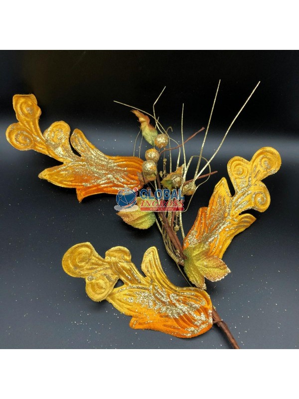 RAMO C/FOGLIE E BACCHE ORO LUNGO