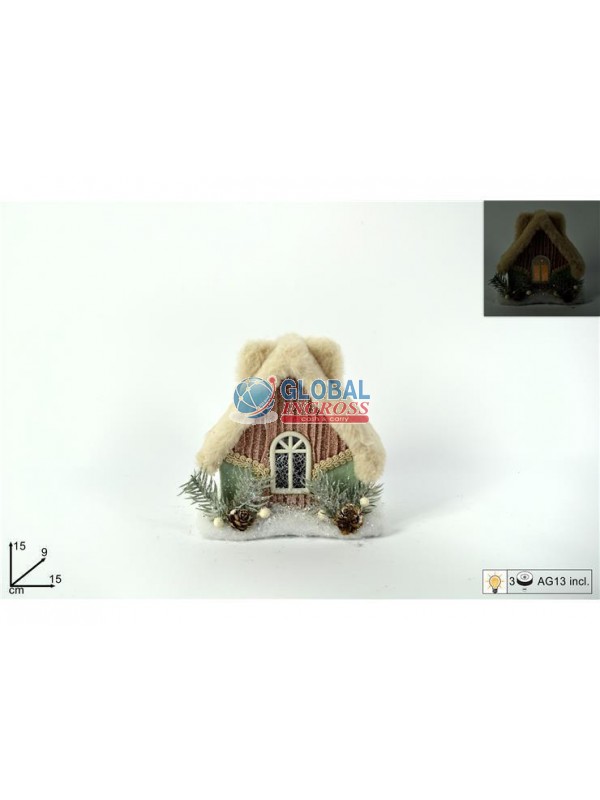 CASETTA C/PELLICCIA ROSA C/LUCI