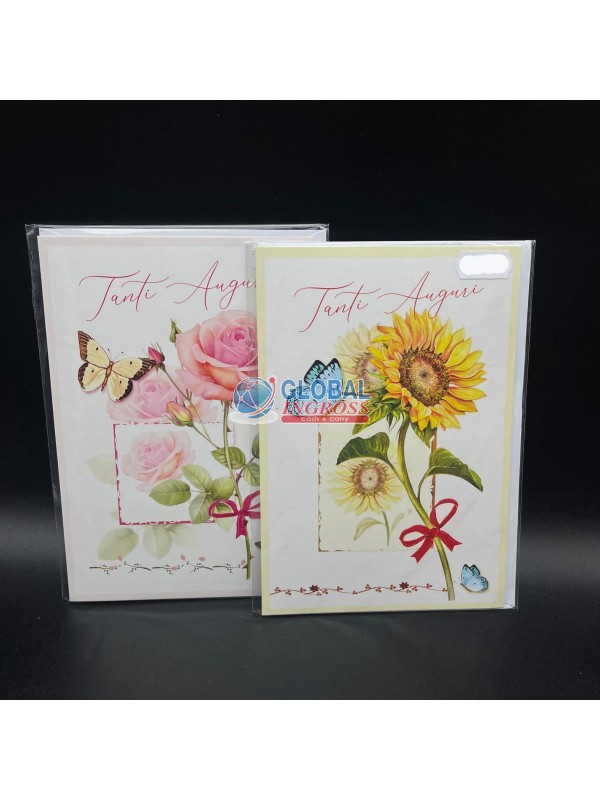 BIGLIETTO AUGURI ROSA EGIRASOLE