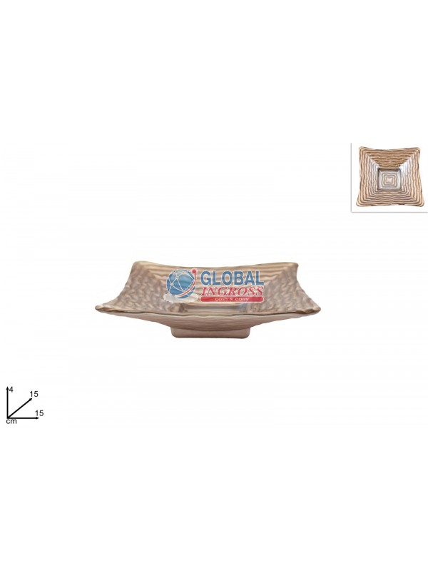 PIATTINO VETRO ONDA 15x15cm BEIGE