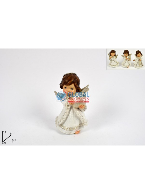 ANGELO SIMBOLO NATALE 14cm VESTITO BIANCO