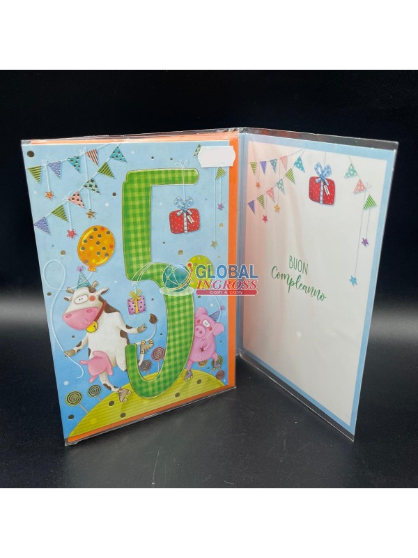 BIGLIETTO 5 ANNI ass.M MUCCA E MAIALINO