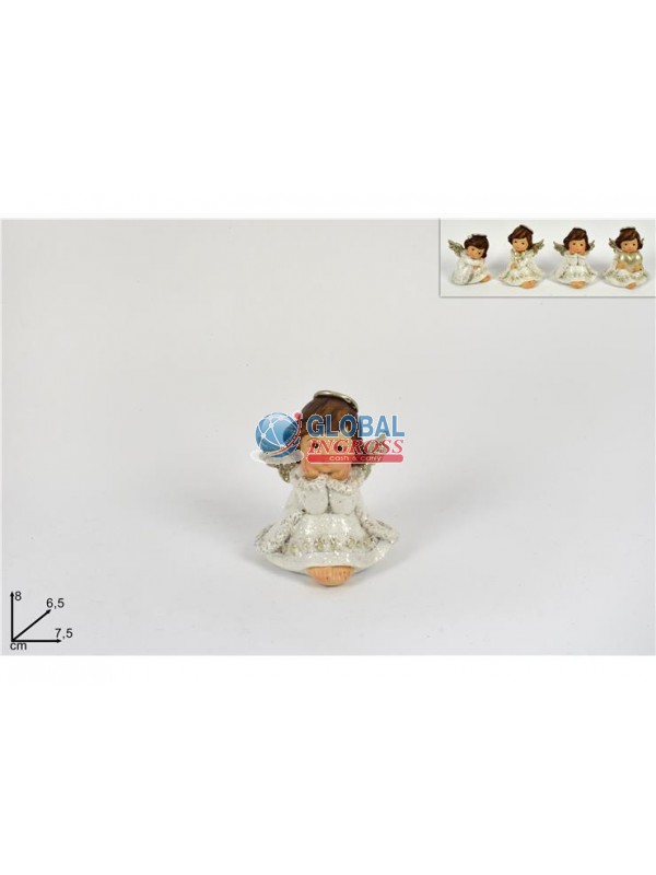 ANGELO SEDUTO VESTITO BIANCO GLITTER 8cm