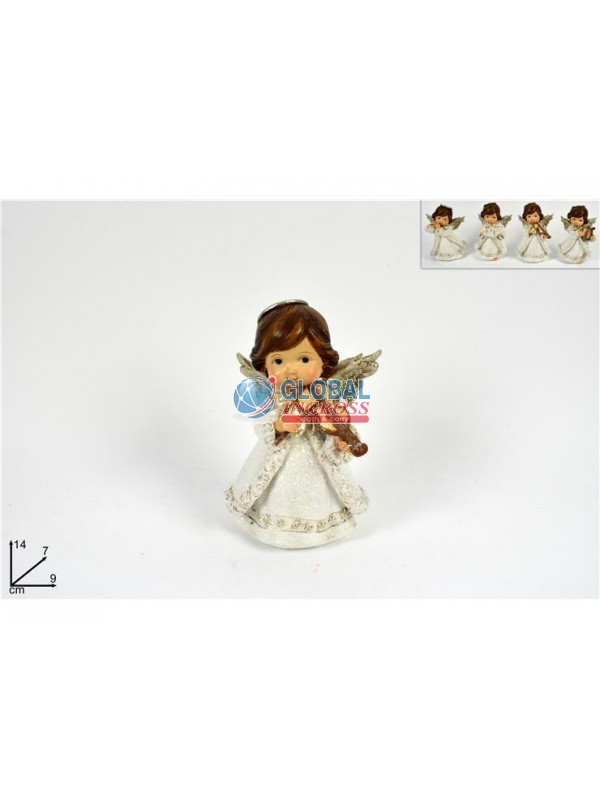 ANGELO MUSICISTA C/VESTITO BIANCO GLITTER 14cm