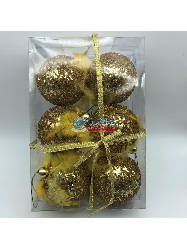 PALLE C/PIUME ORO 6 PZ 8cm