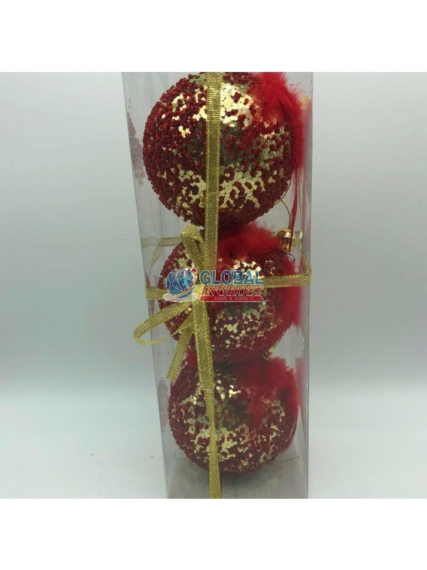 PALLE C/PIUME ROSSE 3pz9cm
