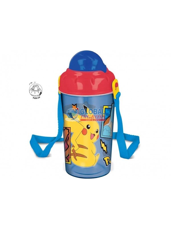 BORRACCIA C/TRACOLLA E CANNUCCIA PUSH UP POKEMON 465ml