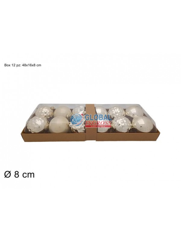 PALLE BEIGE LUCIDO/PERLATO/GLITTER 8cm 12pz