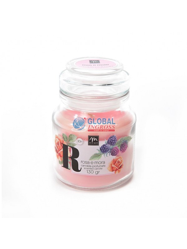 CANDELA BARATTOLO VETRO130gr ROSE E MORE SELVATICHE