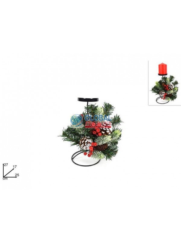 P/CANDELA C/PIGNE E BACCHE