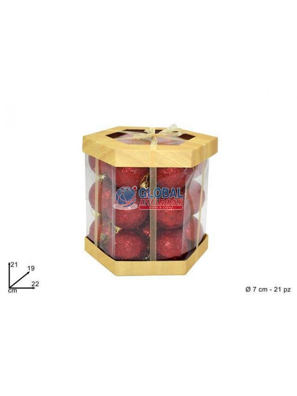 BOX 21 PALLE GLITTER ROSSO 7cm