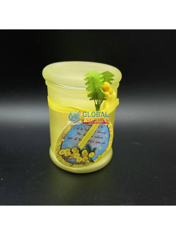 CANDELA MIMOSA BARATTOLO VETRO