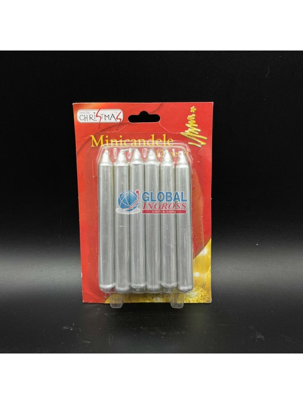 MINICANDELE ARGENTO 12 PZ