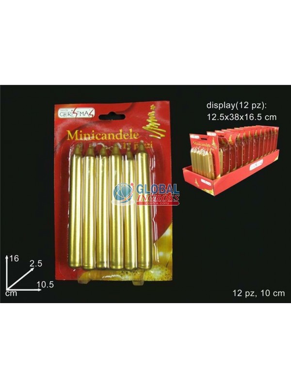 MINICANDELE ORO 12 PZ