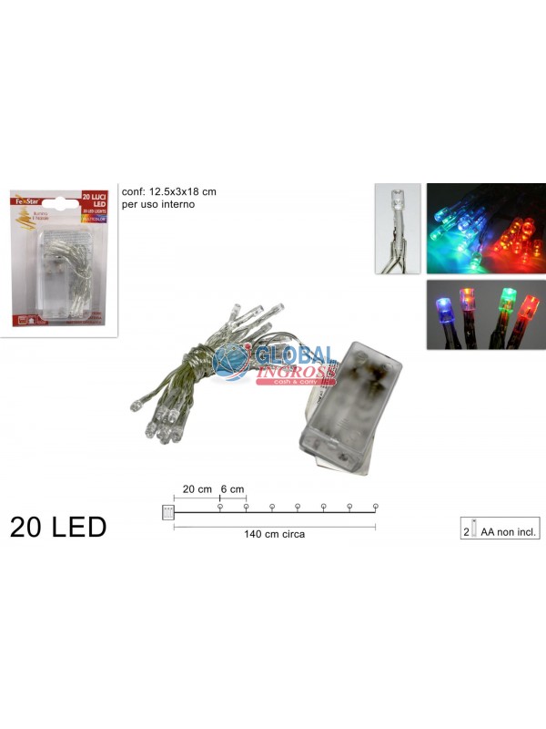 LUCI 20 LED MULTICOLOR BATTERIA