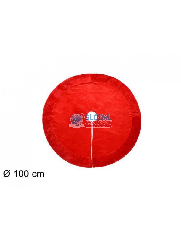 COPRIPIEDE VELLUTO E PELLICCIA ROSSO 100cm