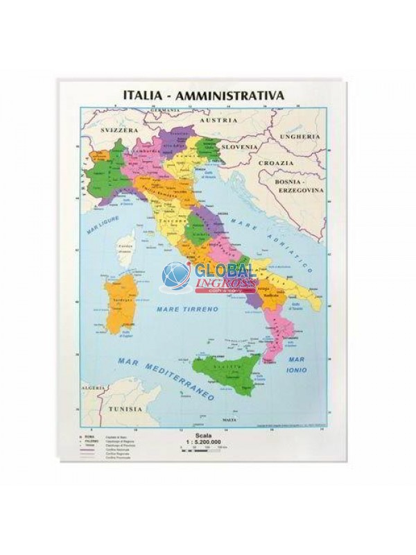 CARTINA ITALIA A4 POLITICA/FISICA