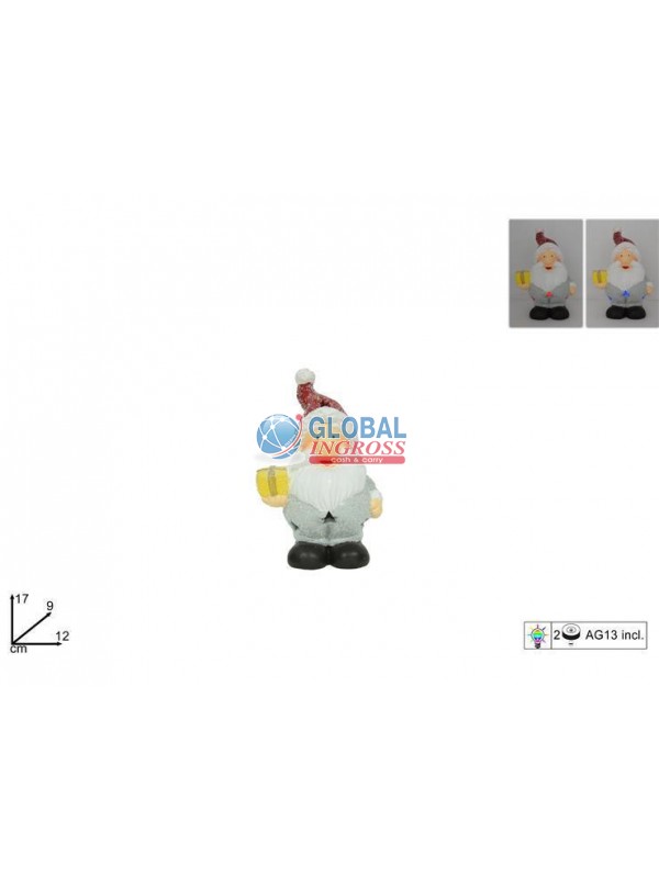 BABBO NATALE C/DONO C/LUCE 17cm