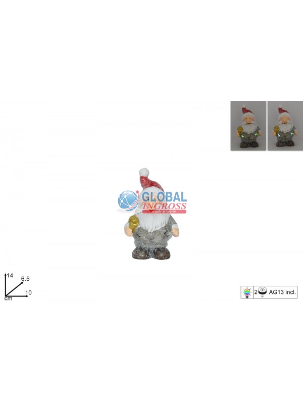 BABBO NATALE C/CAMPANA C/LUCE 14cm