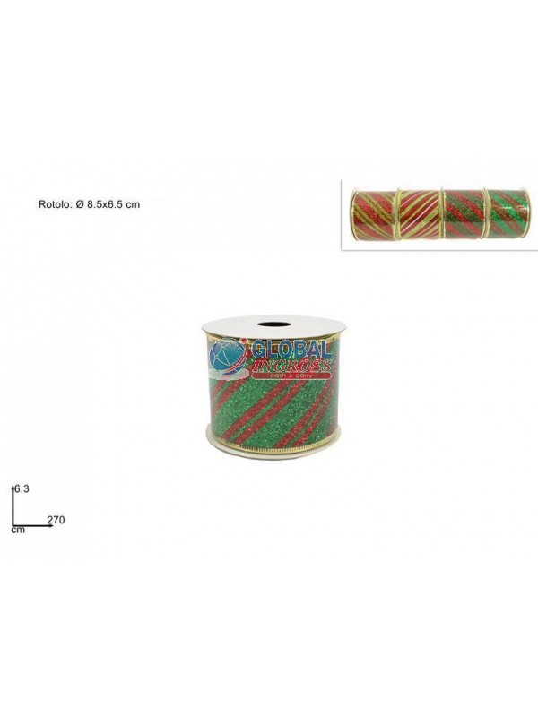 NASTRO ROSSO/VERDE 6x270cm RIGATO