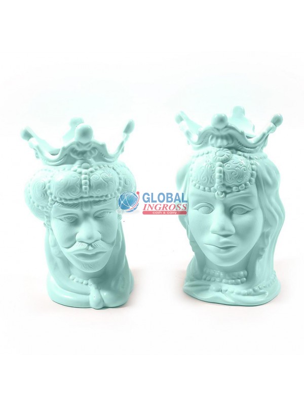 VASO TESTA DI MORO CELESTE 13x13 H.20cm