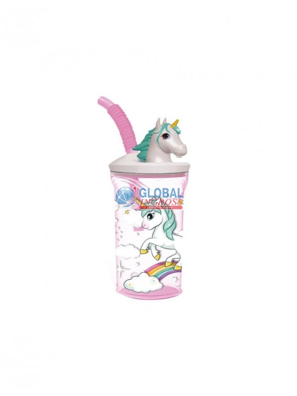 BICCHIERE 3D C/CANNUCCIA UNICORNO