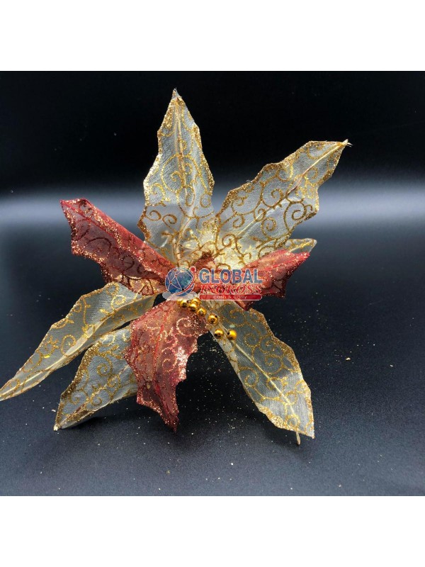 FIORE IN TESSUTO ORO/BRONZO  .m