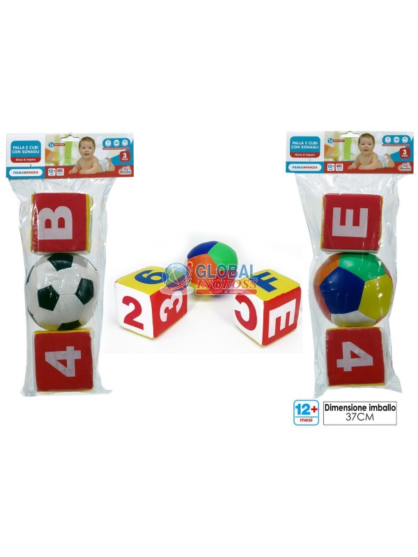 SET 1 PALLA + 2 CUBI C/SONAGLI