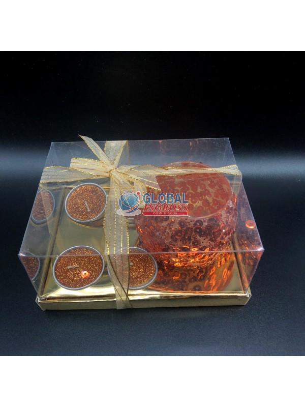 P/CANDELA VETRO COPPER + T-LIGHT