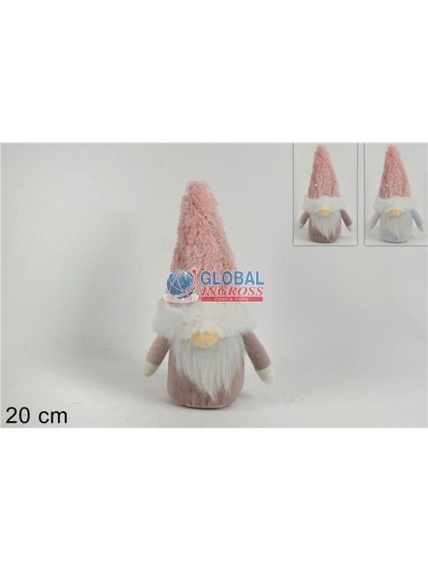GNOMO NATALE C/CAPPELLOROSA 20cm ASS.
