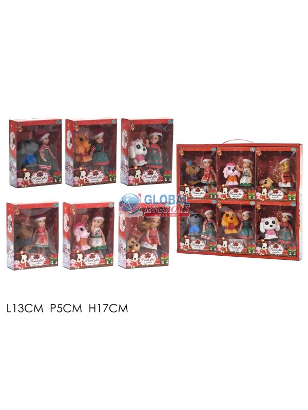 BAMBOLA NATALE C/CANE ASS.