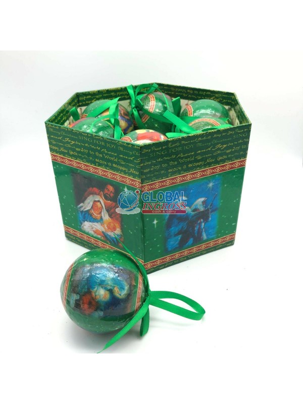 BOX ESAGONALE 14 PALLINE VERDE