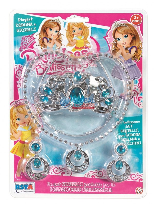 SET PRINCIPESSA CORONA COLLANA E ORECCHINI