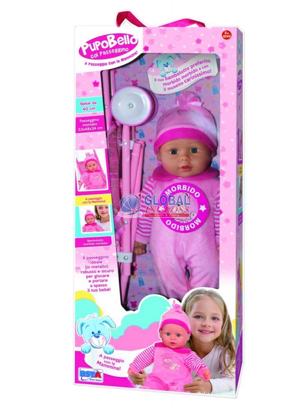 BAMBOLA 40cm C/PASSEGGINO PUPOBELLO