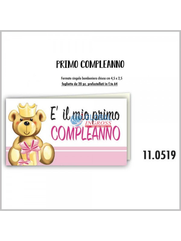 BOMBONIERA A4 1 COMPLEANNO GIRL