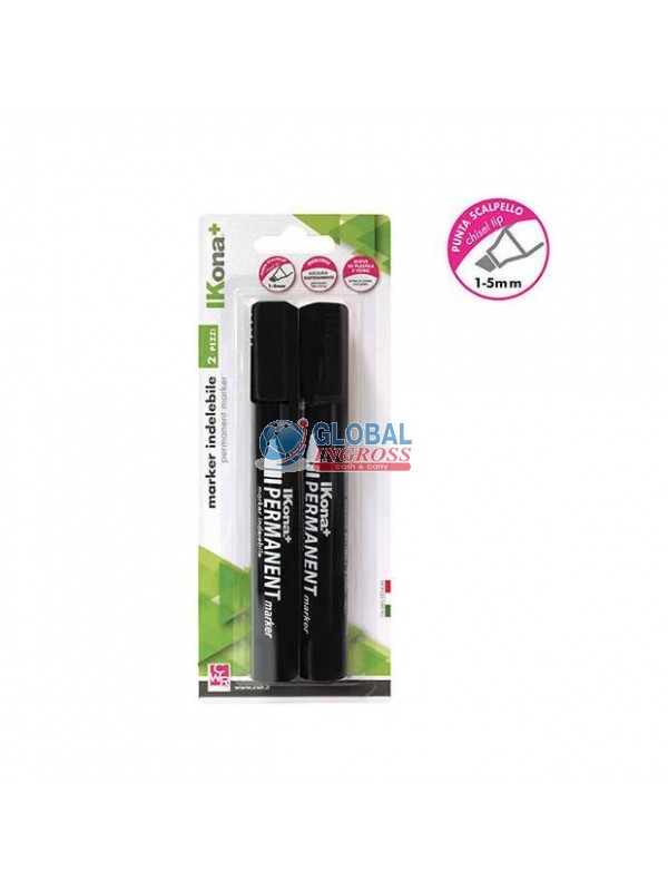 MARKER IKONA 2pz PUNTA SCALPELLO NERO