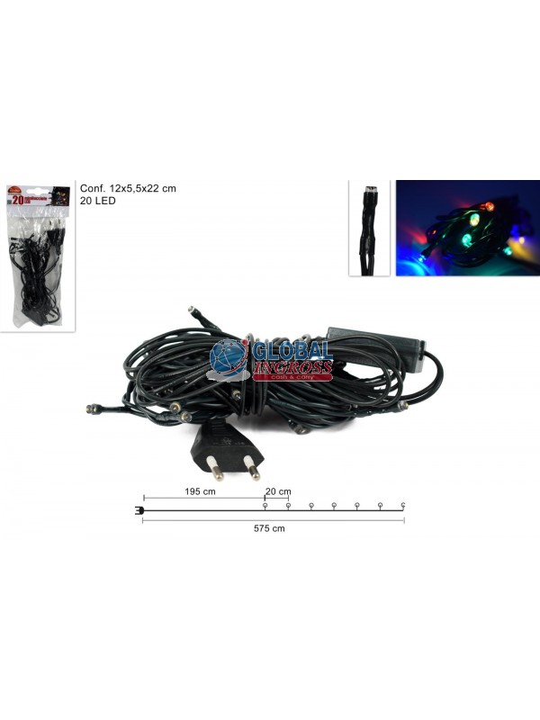 MINILUCCIOLE 20 LED MULTICOLOR USO INTERNO
