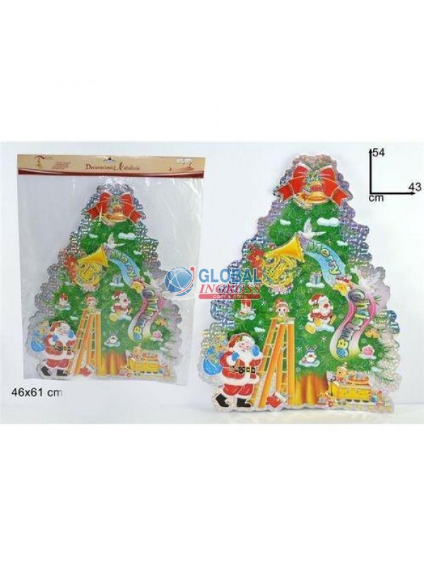 BABBO NATALE CON ALBERELLO CARTONCINO GRANDE