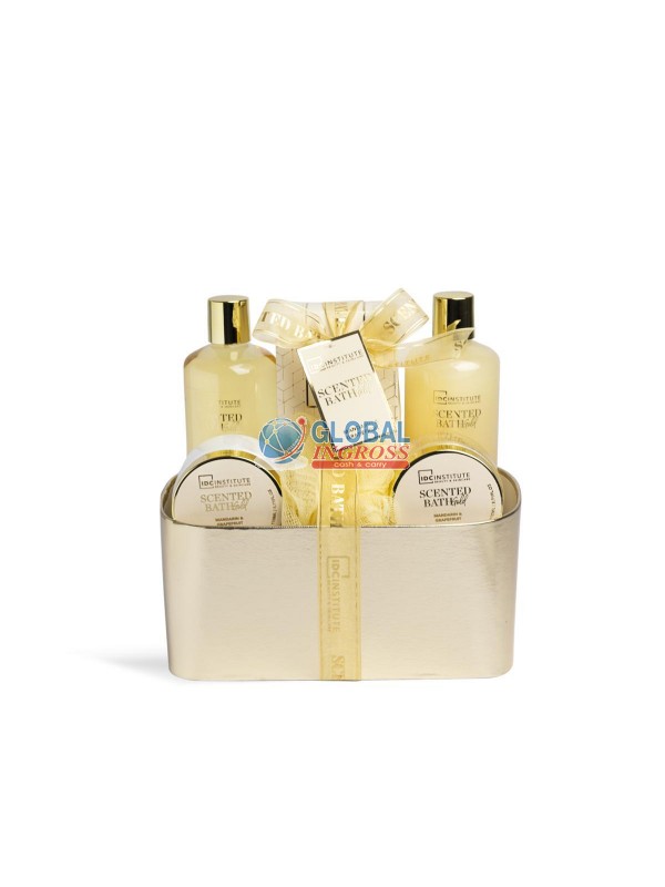 SET SCENTED BATH GOLD 6pz BASKET