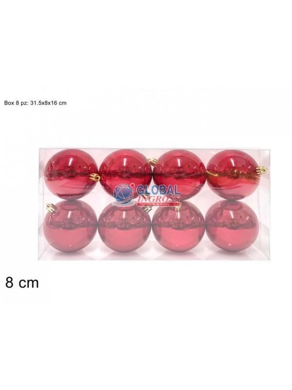 PALLE ROSSE 8cm 8pz IN BOX PVC