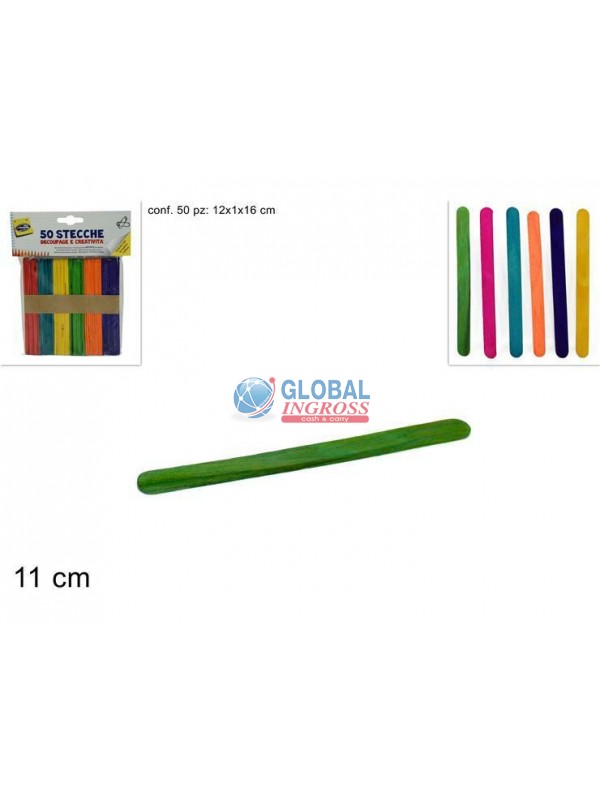 STECCHE LEGNO COLORATE 50pz