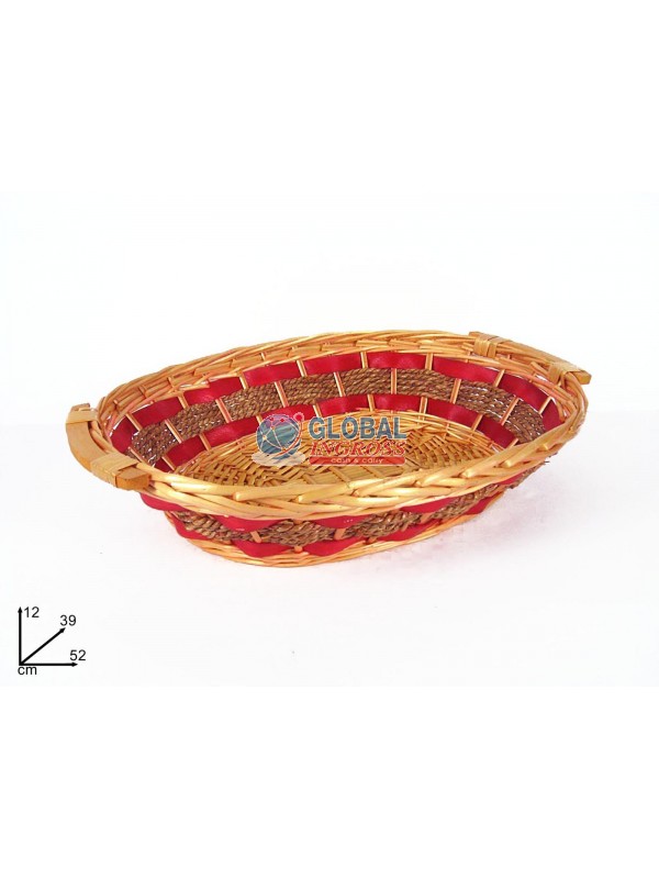 CESTA OVALE 52x39 NATURALE C/STRISCIA ROSSA